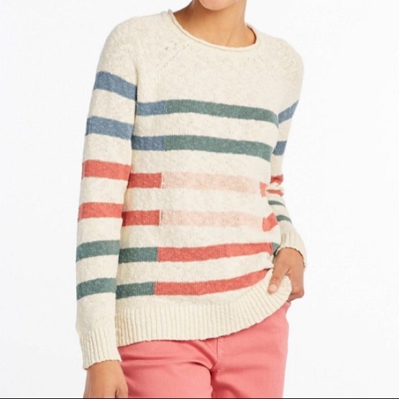 L.L. Bean Sweaters - LL Bean Striped Slub Neck Pullover Sweater